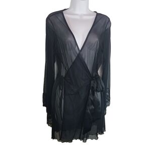 Fredericks of Hollywood black mesh lace robe